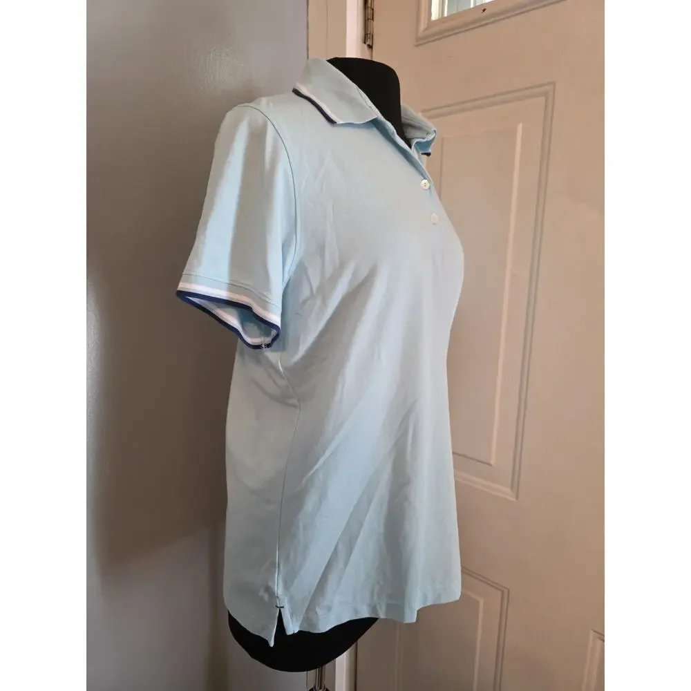 Magnolia Lane Womans Golf Shirt Blue Masters Logo Cotton Polo Size L